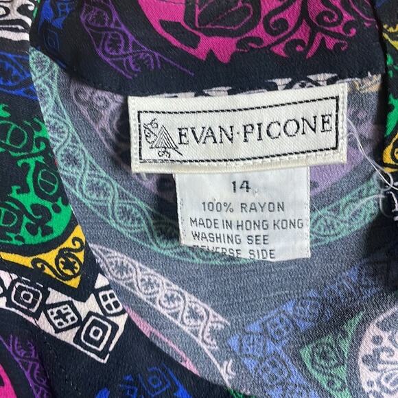 Vintage Evan Picone geometric designed l/s blouse women’s 14 - Picture 12 of 15